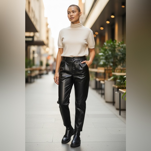 PAIGE Pants - PAIGE Black Vegan Leather Crop Pants | Size 6 | Modern Classic